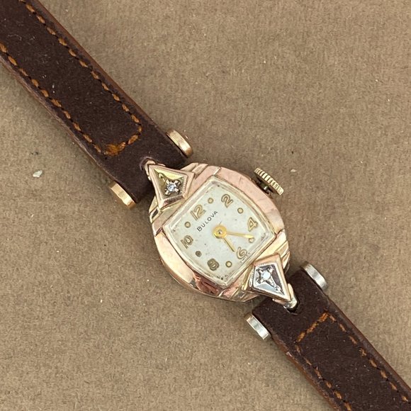 Vintage 1947 Bulova Watch 17 Jewel 6BL Movement Diamond Rose Gold Filled Watch main image 6